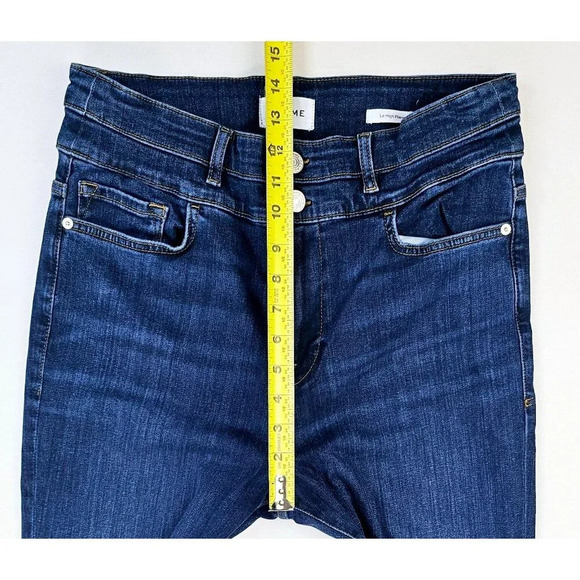Frame Size 31X33 Womens Le High Flare 5 Pocket Embroidered Logo Blue Denim Jeans - Picture 2 of 12